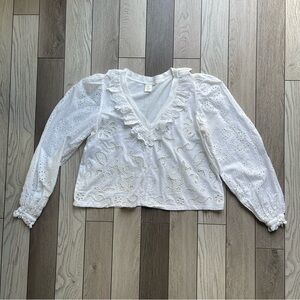 Chic White Eyelet Lace Blouse